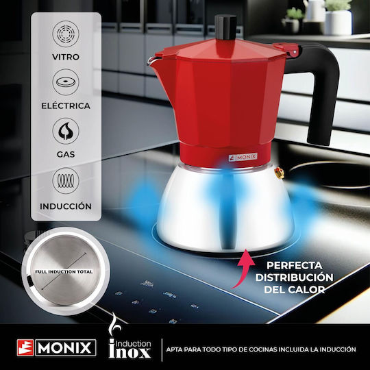 Monix Μπρίκι Espresso Inox Κόκκινο
