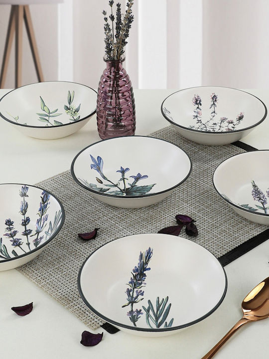 Hermia Plate Soup Ceramic Multicolour with Diameter 18cm 6pcs