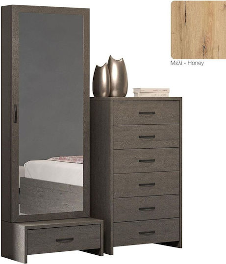 Masă de machiaj Νο 4 Mocha cu Oglindă 110x43x177buc