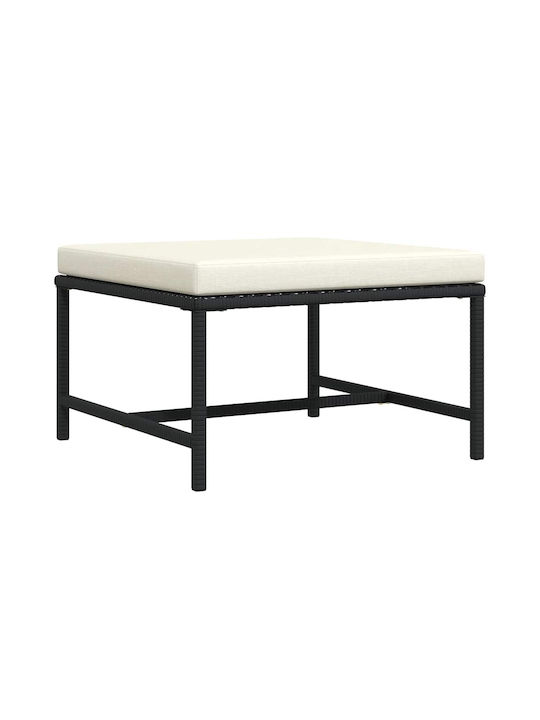 Metallischer Gartenhocker mit Kissen Schwarz / Creme Weiß 60x60x32cm