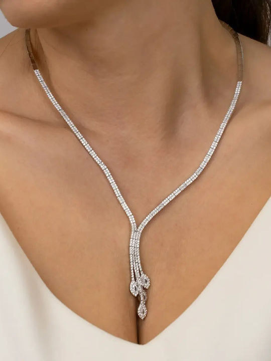 Set mit Halskette , Ohrringe & Ring aus Silber mit Steinen