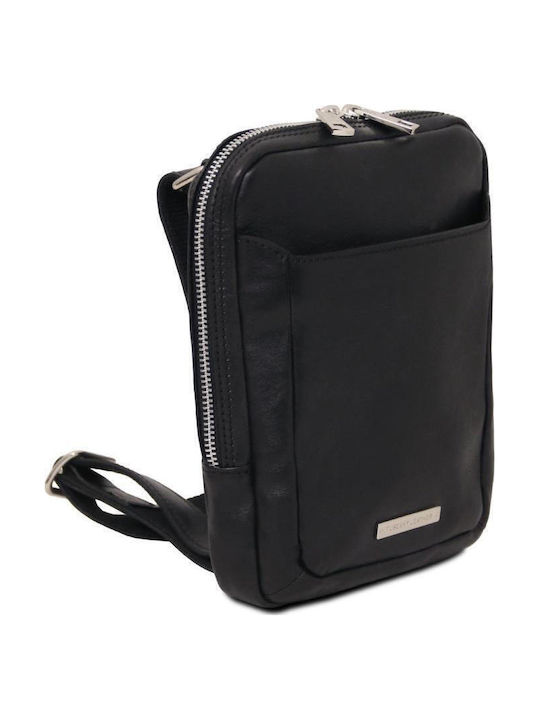 Leder Herrentasche Schulter / Crossbody Schwarz