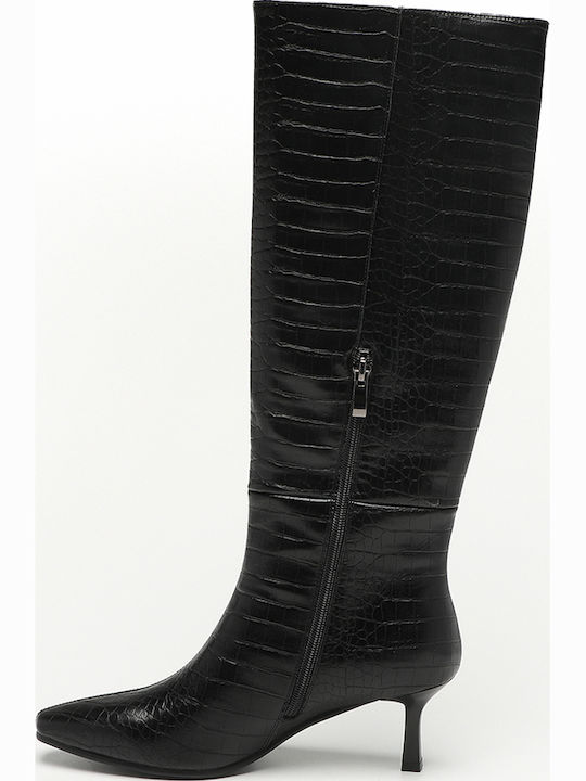 Leder Damenstiefel Schwarz