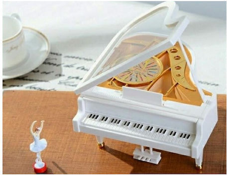 Decorative Musical Instrument Plastic Wind-Up Piano Ballerina Dancing 16x14.5x9cm