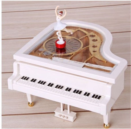 Decorative Musical Instrument Plastic Wind-Up Piano Ballerina Dancing 16x14.5x9cm