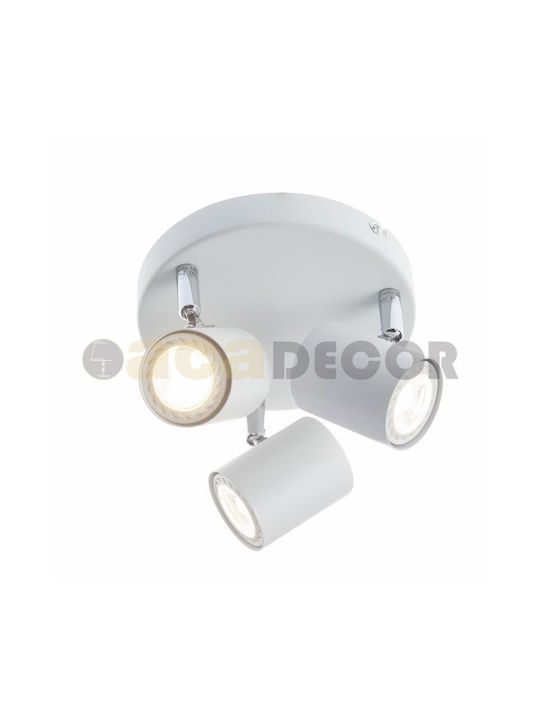 Aca Orfeas Triple Spot with Socket GU10 in White Color