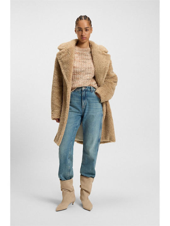 Women's Beige Coat Teddy
