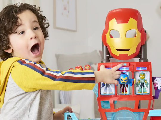 Action Figure Hasbro Marvel Iron Man And His Awesome Friends with Sounds Iron Quarters Playset for 3+ years Years 7.6cm.