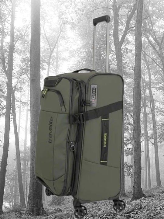 Travelite Μεσαία Βαλίτσα Ταξιδίου Χακί με 4 Ρόδες Ύψους 67εκ.