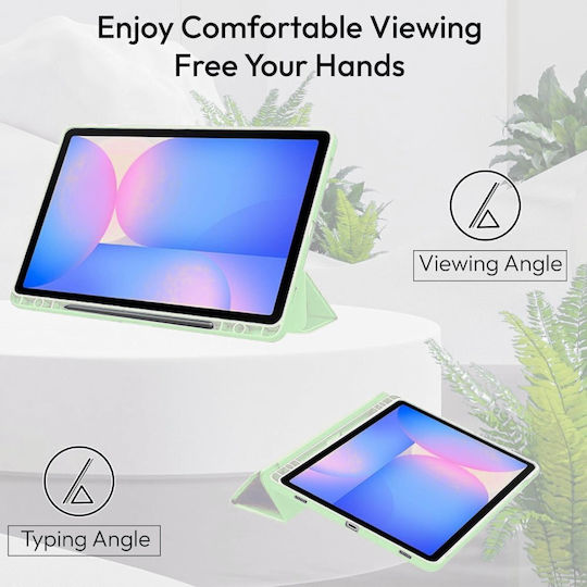Husă Magnetică Trifold Samsung Galaxy Tab S10 Lite S10 Fe 10.9" 2025 Smart Cover Suport Stylus Verde Menta