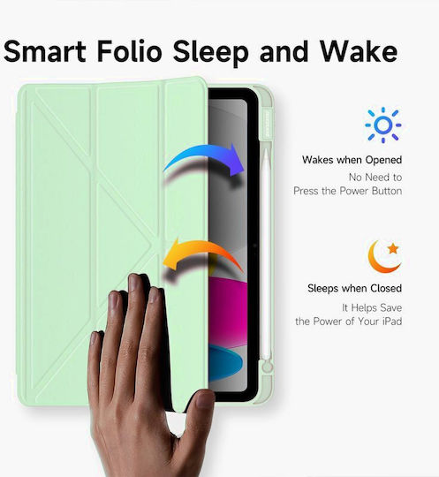 Husă Magnetică Trifold Samsung Galaxy Tab S10 Lite S10 Fe 10.9" 2025 Smart Cover Suport Stylus Verde Menta