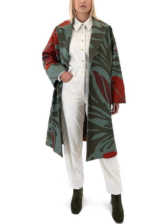 Дамско Khaki Палто Oversized с копчета
