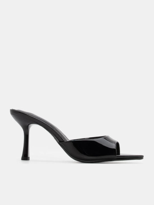 Mules mit Dünn Hoch Absatz in Schwarz Farbe