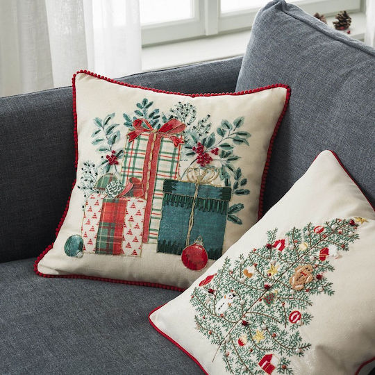 Gofis Home Коледна Декоративна Калъфка Бежов 43x43cm