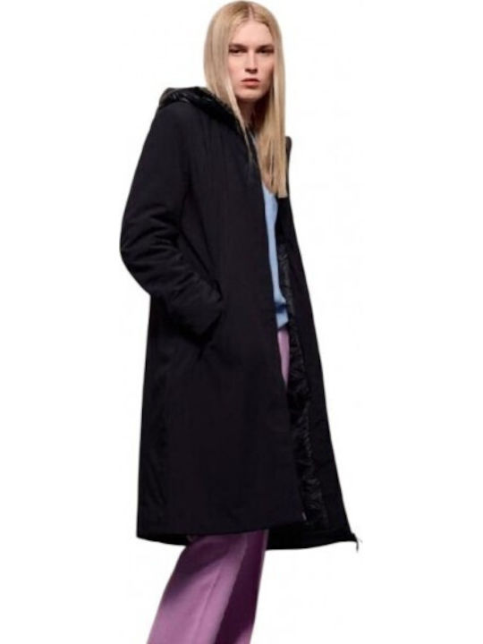 Women's Black Coat with Hood