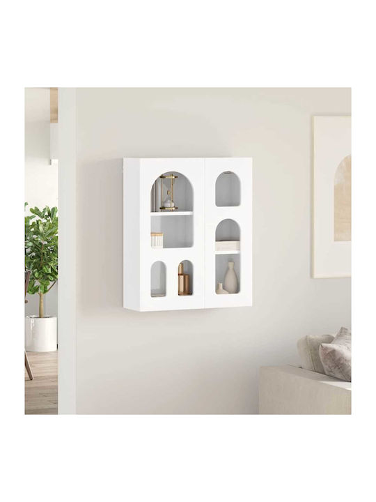 Wall Living Room Display Cabinet Made of Particle Board White 59x20x71.5cm