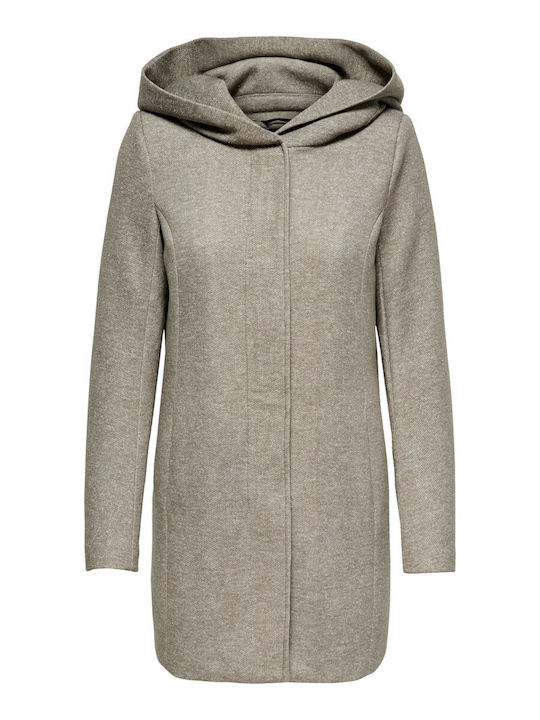 Women's Walnut Melange Coat with Hood