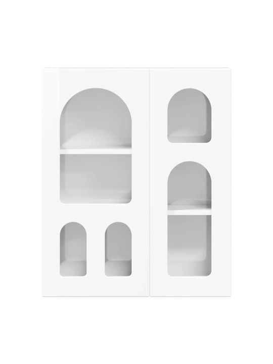 Wall Living Room Display Cabinet Made of Particle Board White 59x20x71.5cm