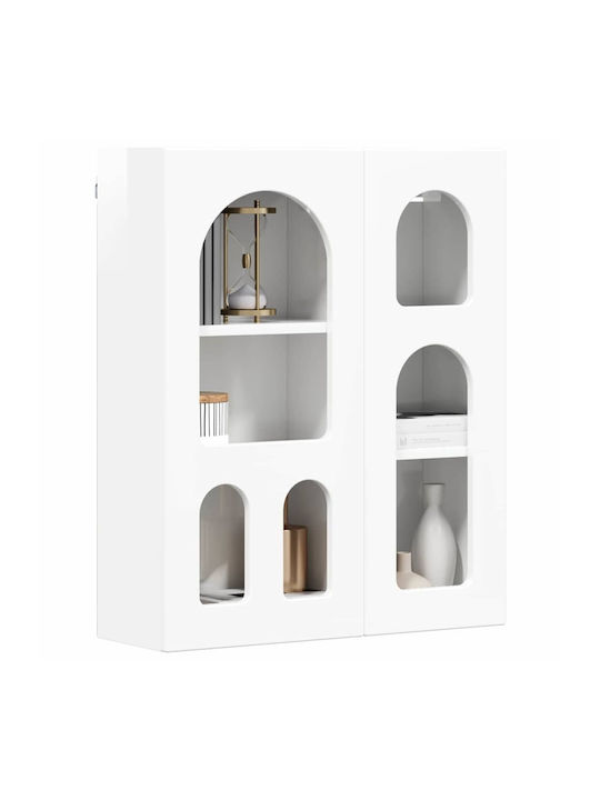 Wall Living Room Display Cabinet Made of Particle Board White 59x20x71.5cm