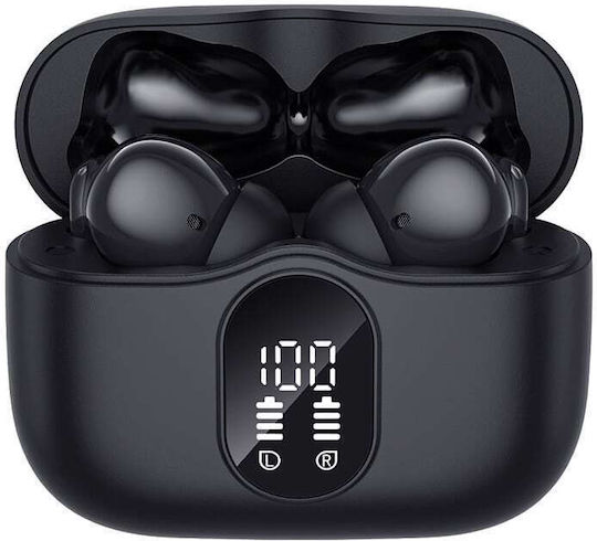 Techsuit WaveBeat 100 In-ear Bluetooth Handsfree Ακουστικά με Θήκη Φόρτισης Μαύρα