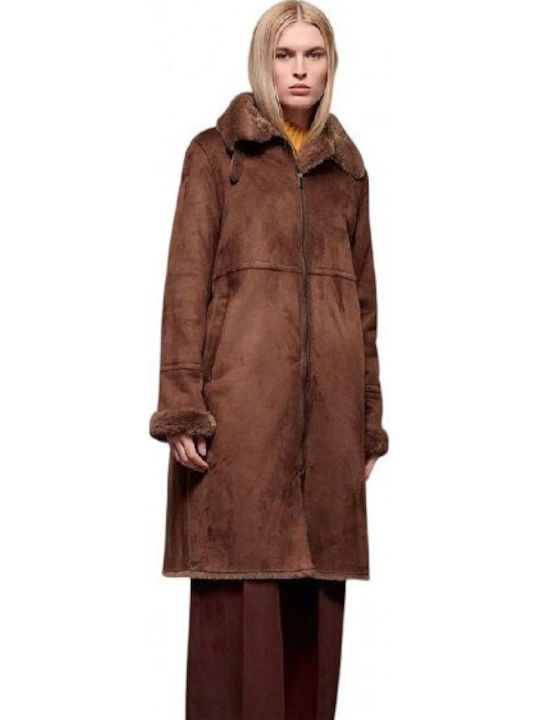 Femeie Brown Palton cu Fermuar