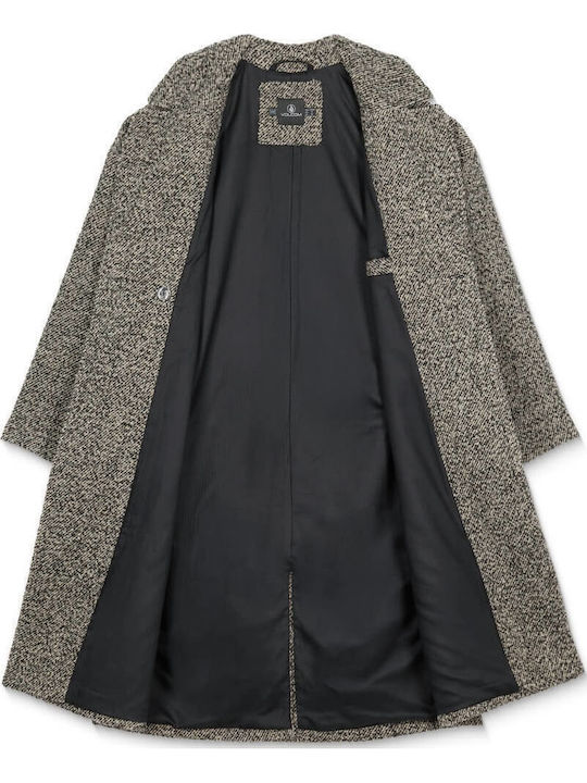 Eastcoat Women's Beige Coat Oversized with Buttons