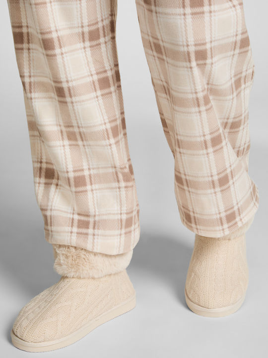 Geschlossene Damen Hausschuhe Beige
