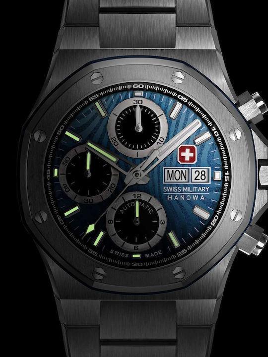 Swiss Military Hanowa Herrenuhr Chronograph Automatisch Silber