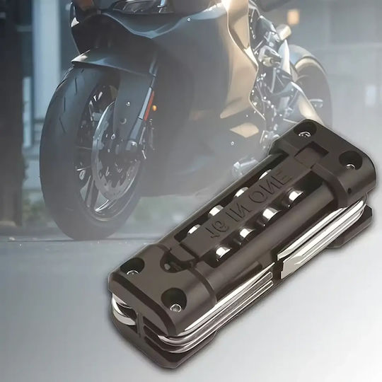 Set Chei Reparare Bicicletă 16 În 1 Universal Oțel Aliaj Negru Argintiu