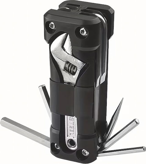 Set Chei Reparare Bicicletă 16 În 1 Universal Oțel Aliaj Negru Argintiu