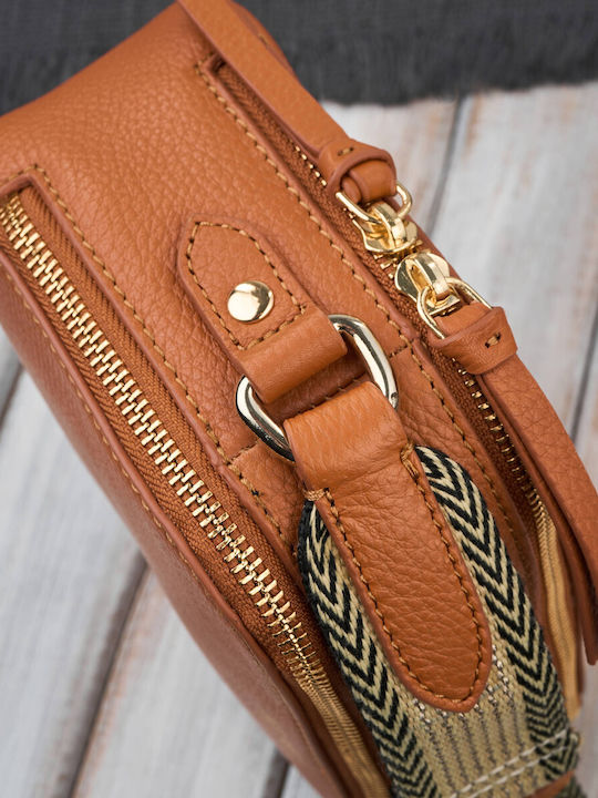 Leder Damentasche Schultertasche Gold