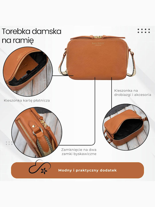Leder Damentasche Schultertasche Gold