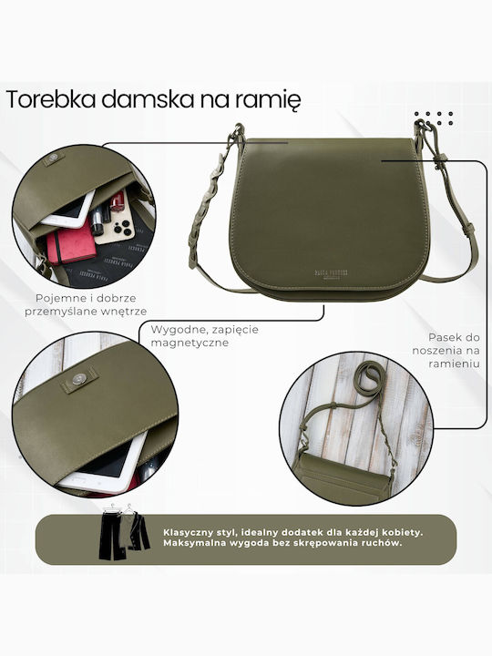 Leder Damentasche Schultertasche Grün