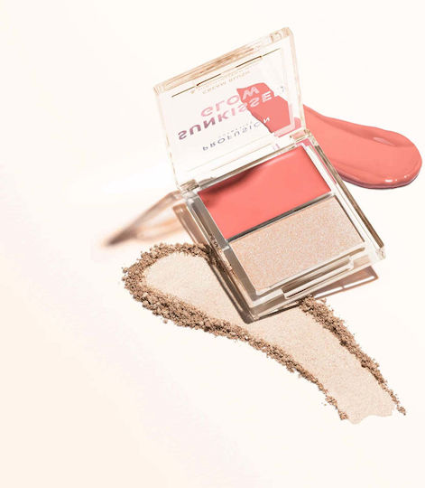 Sunkissed Glow Duo Crema Blush Iluminator Strălucitor Paletă Nuanță Mauve Horizon Profusion Cosmetics