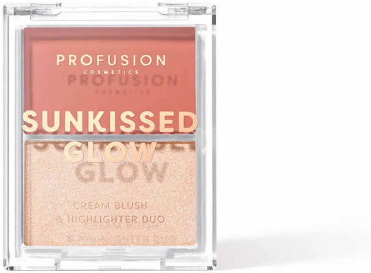 Sunkissed Glow Duo Crema Blush Iluminator Strălucitor Paletă Nuanță Mauve Horizon Profusion Cosmetics