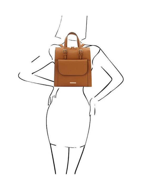 Leather Women's Bag Backpack Tabac Brown