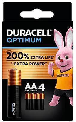 Duracell Optimum Alkaline Batteries AA 1.5V 4pcs