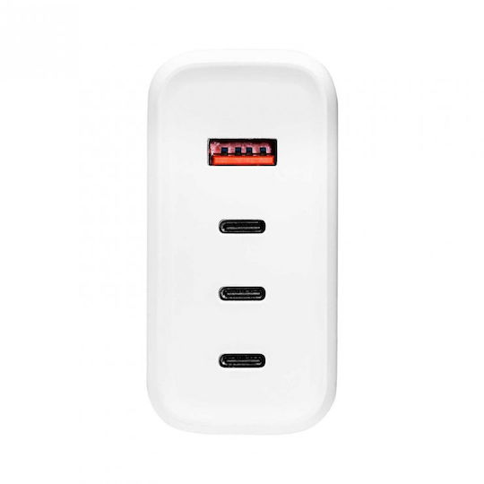 Akyga Încărcător Fără Cablu GaN cu Port USB-A și 3 Porturi USB-C 140W Livrarea energiei Albς (AK-CH-24)