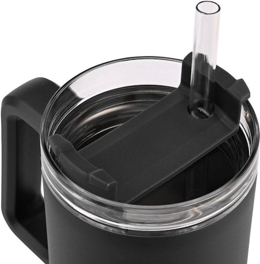 Homely Thermos Straw Tumbler 900ml Midnight Black