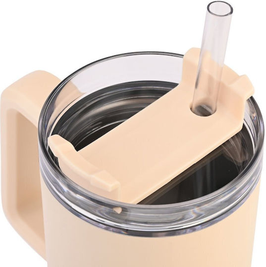 Homely Thermos Straw Tumbler 900ml Sandstone