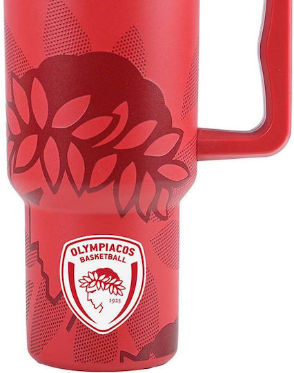 Estia Straw Tumbler XL Save the Aegean Recyclable Handled Tumbler Thermos Stainless Steel BPA Free 900ml hearth with Straw and Handle