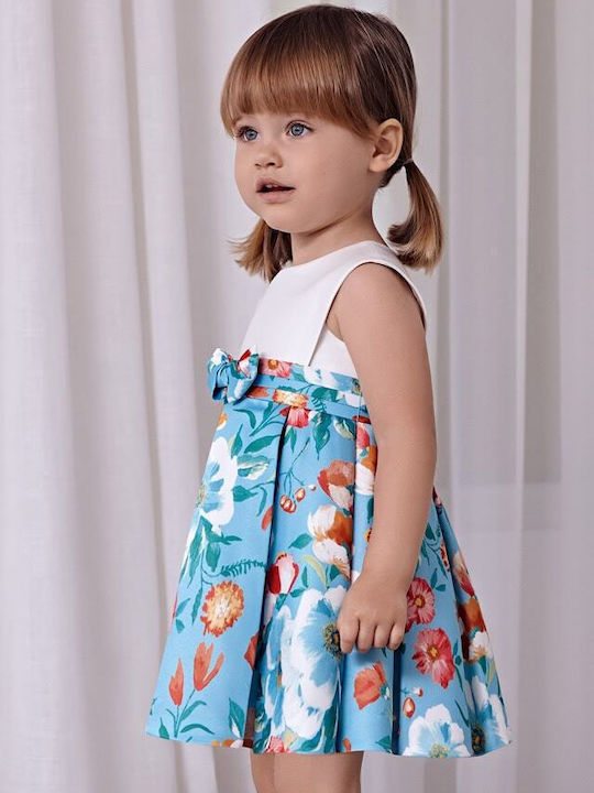 Kinderkleid Ärmellos Satin Blue