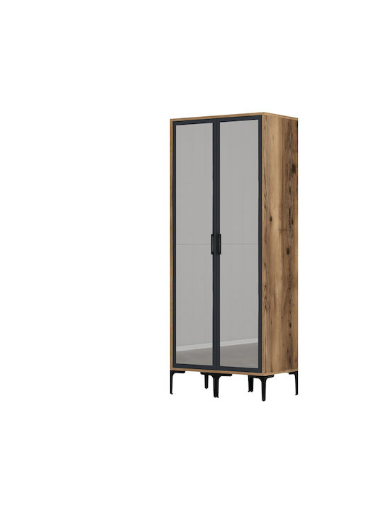 Ντουλάπα Δύο Πόρτες Rr Καρύδι Ανθρακί 80x47x201cm
