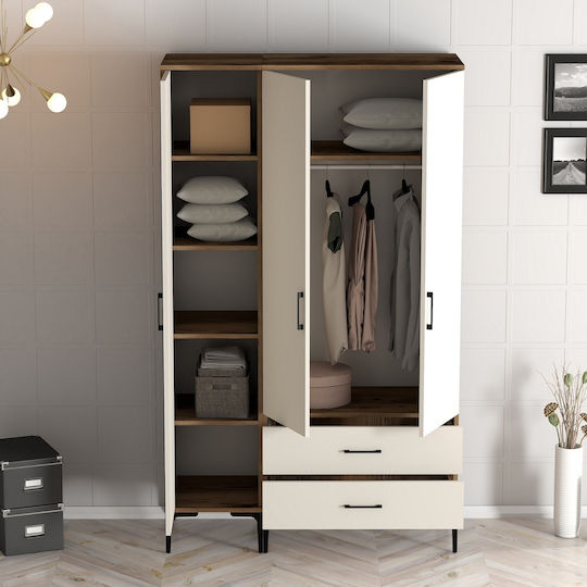 Kleiderschrank Drei Türen Pt Lidya Beige 120x47x201cm