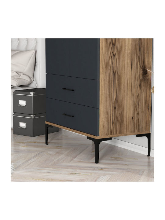 Ντουλάπα Δύο Πόρτες T Lidya Ανθρακί 80x47x201cm