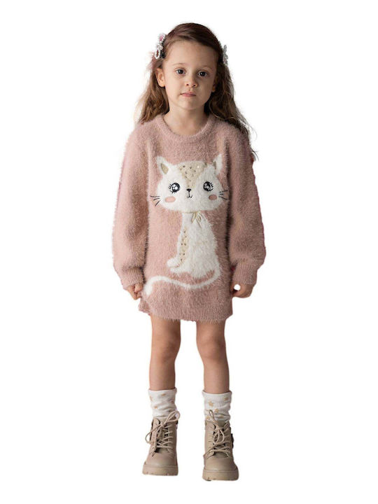 Mädchenkleid Langärmelig Gestrickt Kinderbekleidungssets mit Rosa Bluse