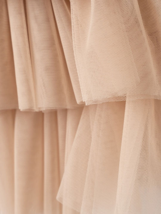 Rochie pentru Copii Mâneca scurta cu Paiete Gold-beige