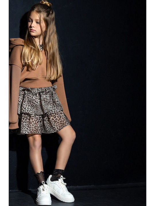 Παιδικό Φόρεμα Μακρυμάνικο Animal Print Λεοπάρ
