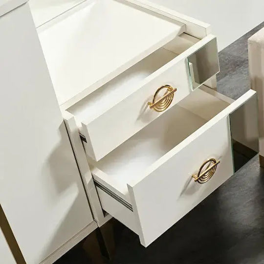 Elegante Weiße Schminktisch Konsole mit Spiegel 80×80×41cm Elegante Weiße Schminktisch Konsole mit Spiegel 80×80×41cm