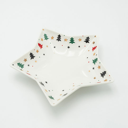Platou Steluță Cu Braduleți Colorați 25cm